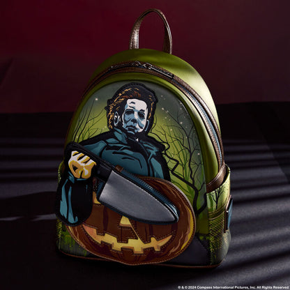 Loungefly Halloween Michael Myers Pumpkin Glow Mini Backpack with Coin Bag - View 2