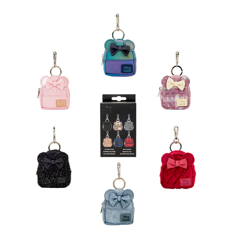 Loungefly Disney Minnie Mouse Glitter Mystery Mini Backpack Keychain Charm