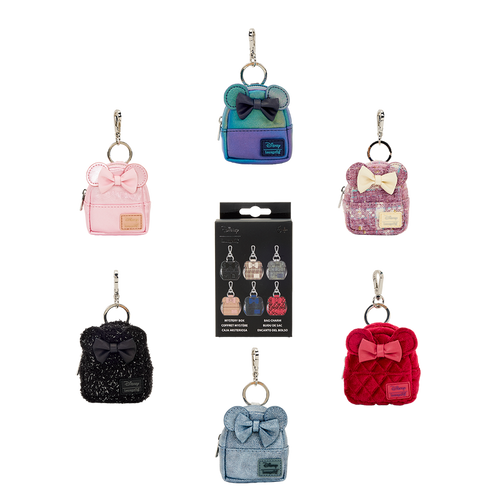 Loungefly Disney Minnie Mouse Glitter Mystery Mini Backpack Keychain Charm