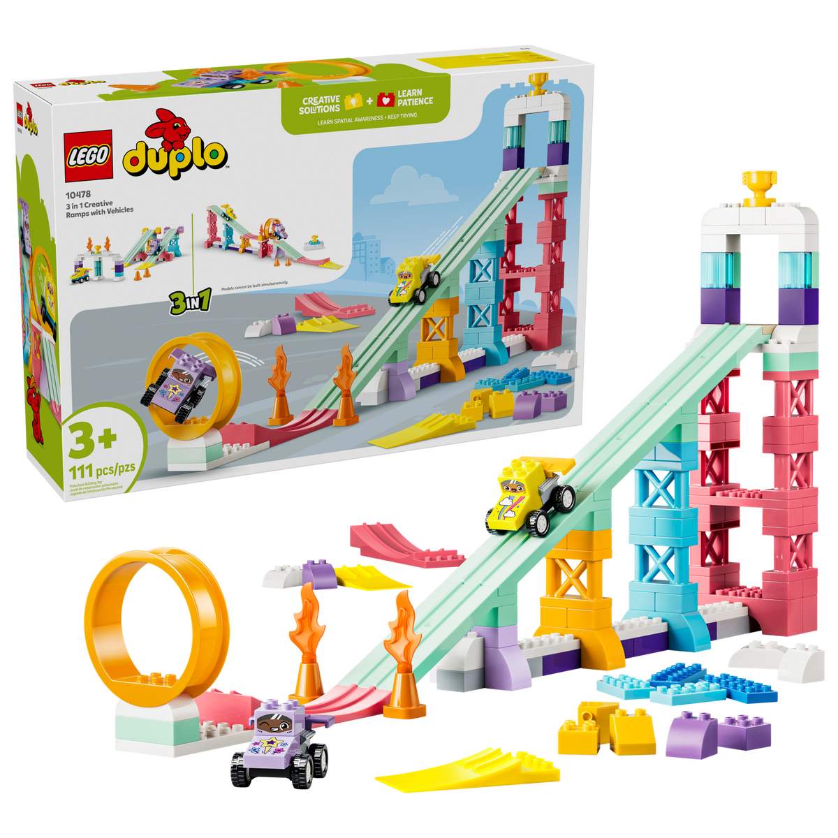LEGO DUPLO 3 in 1 Creative Ramps with Vehicles Building Set (111 Pieces, Ages 3+) - View 3
