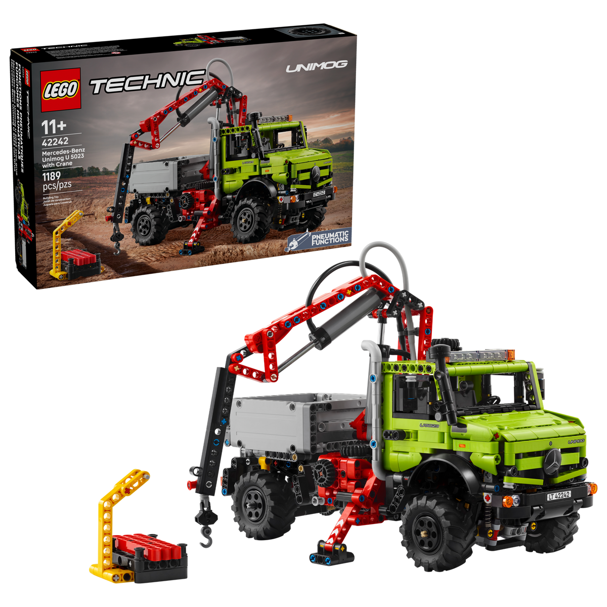 LEGO Technic Mercedes-Benz Unimog U 5023 with Crane 42242 Building Set (1,189 Pieces) - View 3