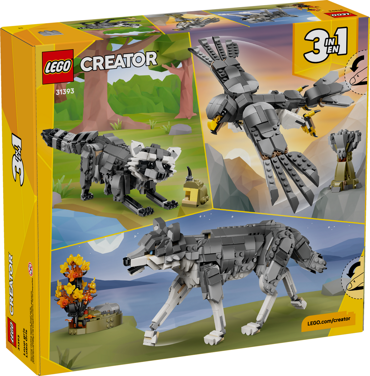 LEGO Creator 3-in-1 Forest Animals: Gray Wolf 31393 Building Set (657 Pieces) - View 16