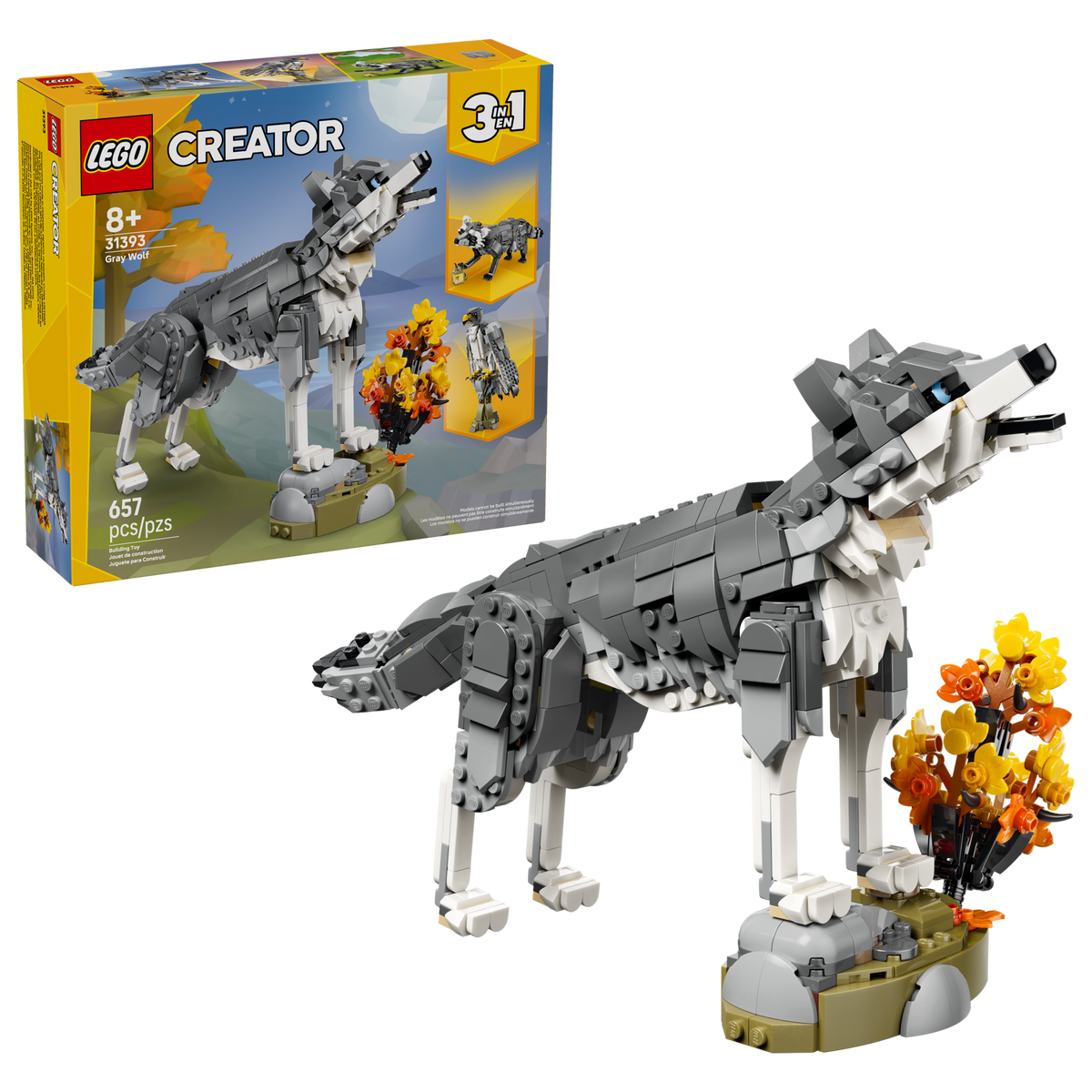 LEGO Creator 3-in-1 Forest Animals: Gray Wolf 31393 Building Set (657 Pieces) - View 3