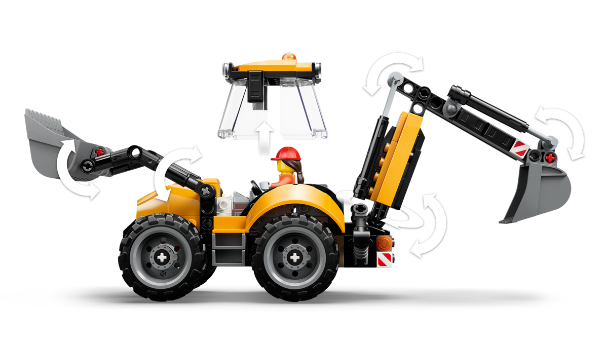 LEGO City Yellow Backhoe Loader 60480 Building Set (301 Pieces) - View 7