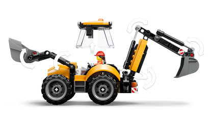 LEGO City Yellow Backhoe Loader 60480 Building Set (301 Pieces) - View 7