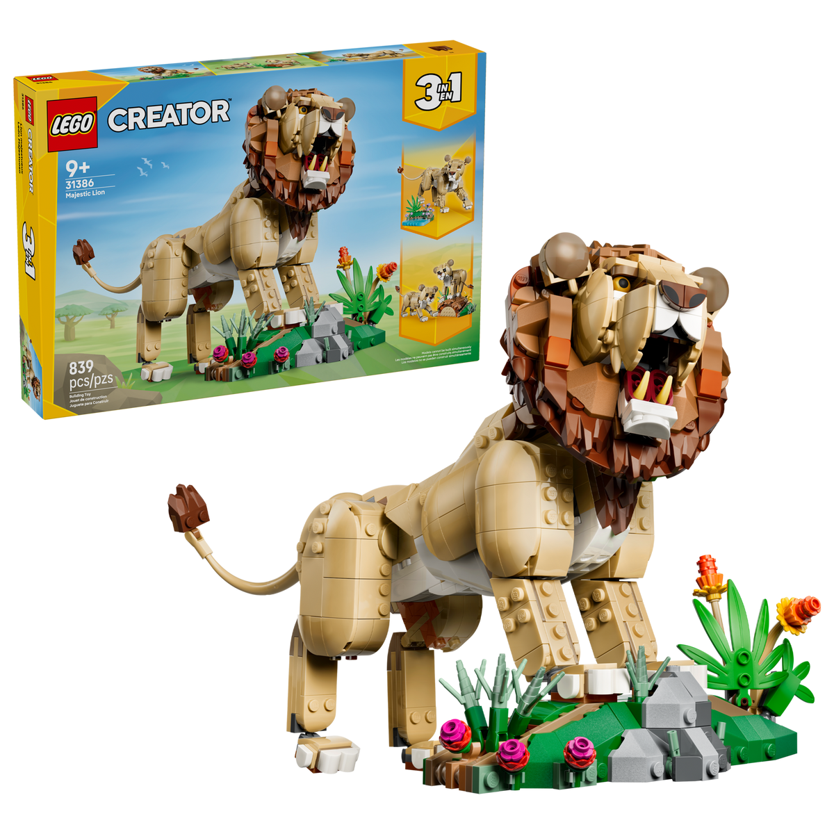 LEGO Creator 3-in-1 Wild Animals: Majestic Lion 31386 Building Set (839 Pieces) - View 3