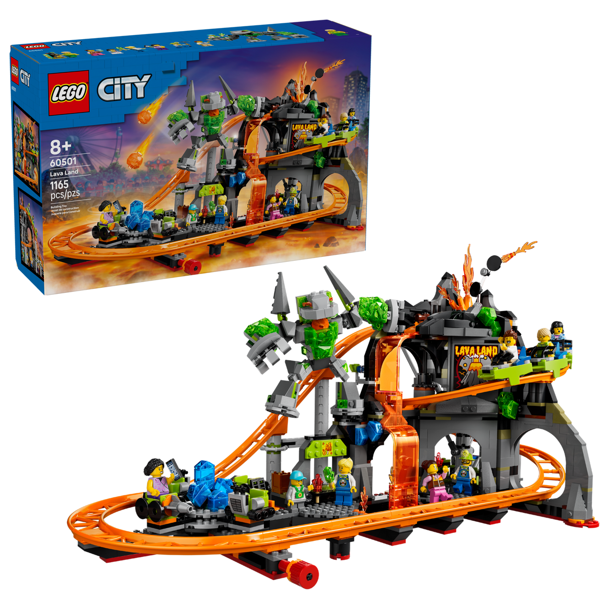 LEGO City Lava Land Roller Coaster Park 60501 Building Set (1,165 Pieces) - View 3