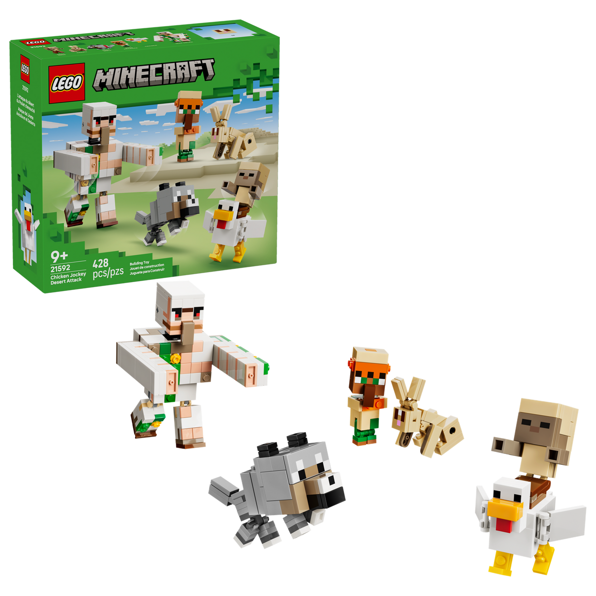LEGO Minecraft Chicken Jockey Desert Attack Building Set (428 Pieces, Ages 9+) - View 3