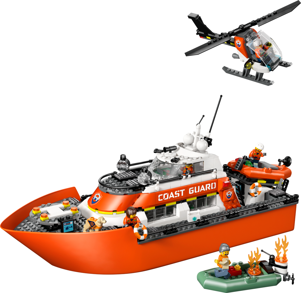 LEGO City Coast Guard Rescue Boat and Helicopter Building Set (742 Pieces) - View 2