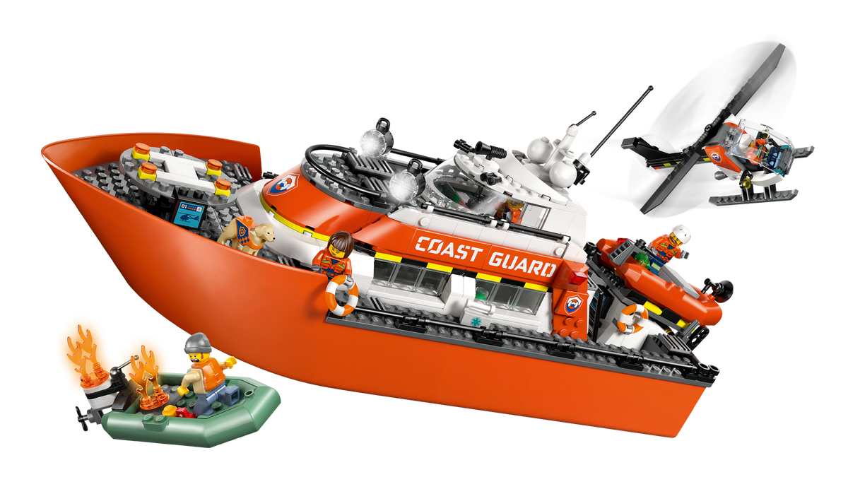 LEGO City Coast Guard Rescue Boat and Helicopter Building Set (742 Pieces) - View 4