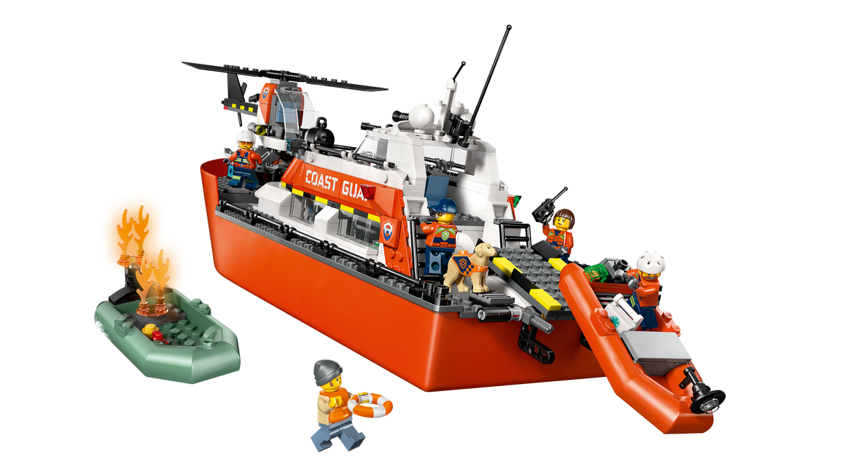 LEGO City Coast Guard Rescue Boat and Helicopter Building Set (742 Pieces) - View 6