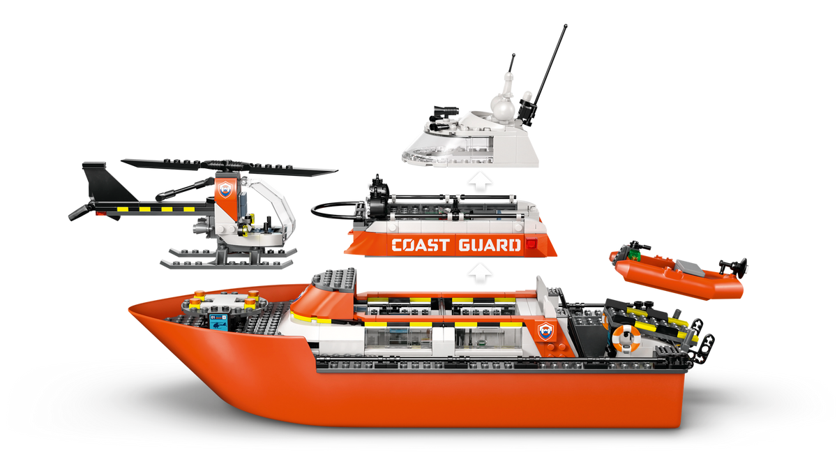 LEGO City Coast Guard Rescue Boat and Helicopter Building Set (742 Pieces) - View 7