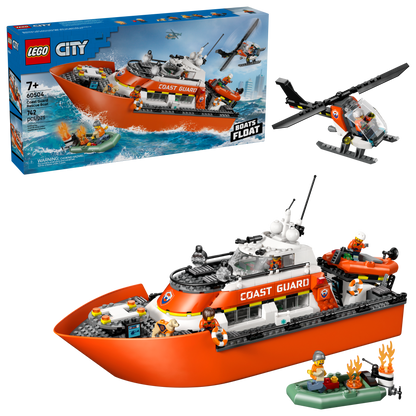 LEGO City Coast Guard Rescue Boat and Helicopter Building Set (742 Pieces) - View 3