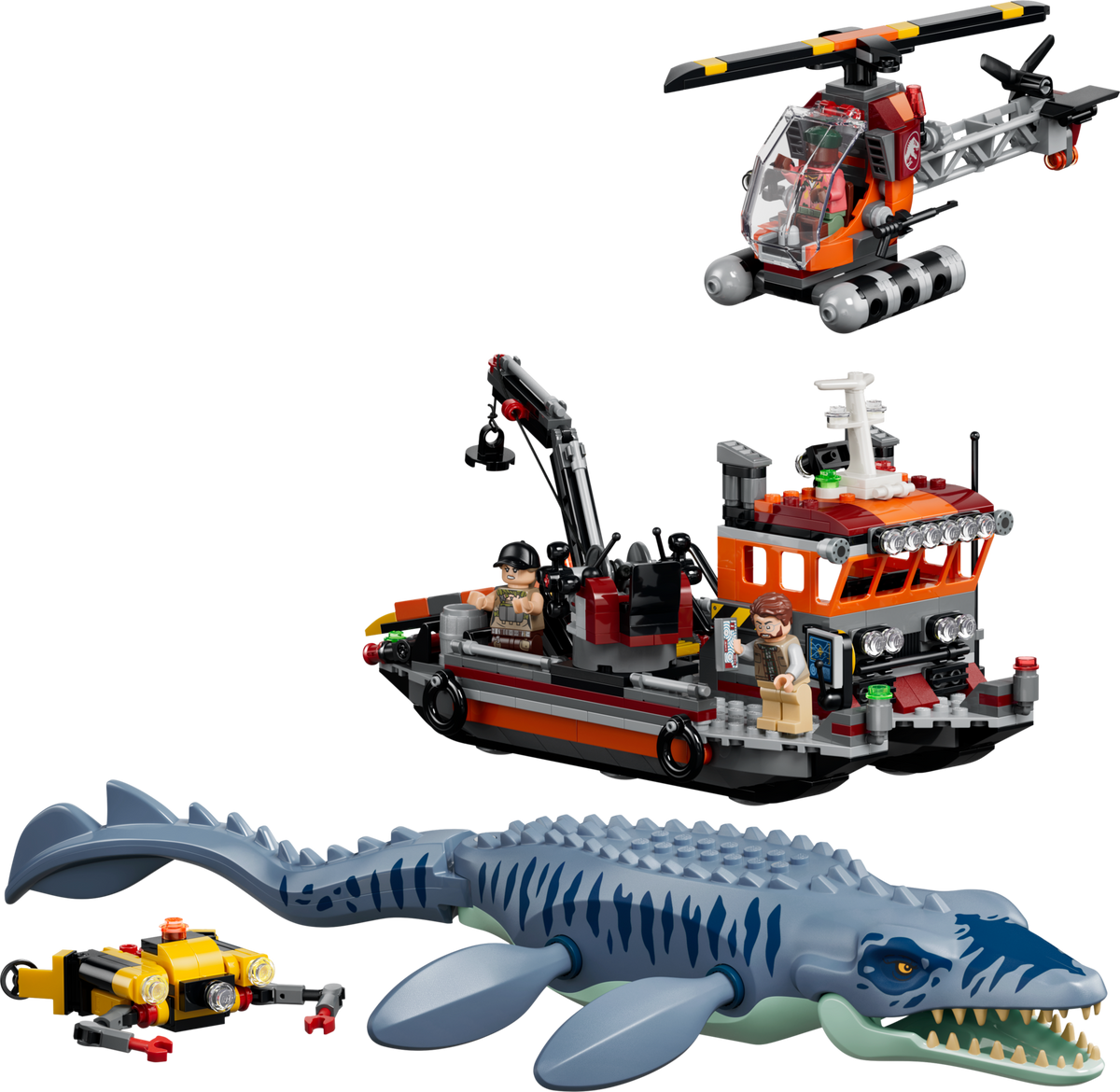 LEGO Jurassic World Mosasaurus Dinosaur Boat Attack 77983 Building Set (703 Pieces)