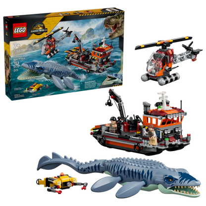 LEGO Jurassic World Mosasaurus Dinosaur Boat Attack 77983 Building Set (703 Pieces) - View 3