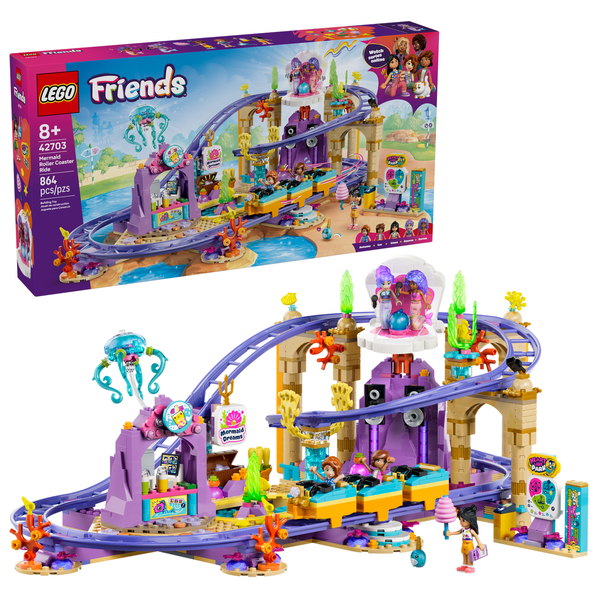 LEGO Friends Mermaid Roller Coaster Ride 42703 Building Set (864 Pieces) - View 3