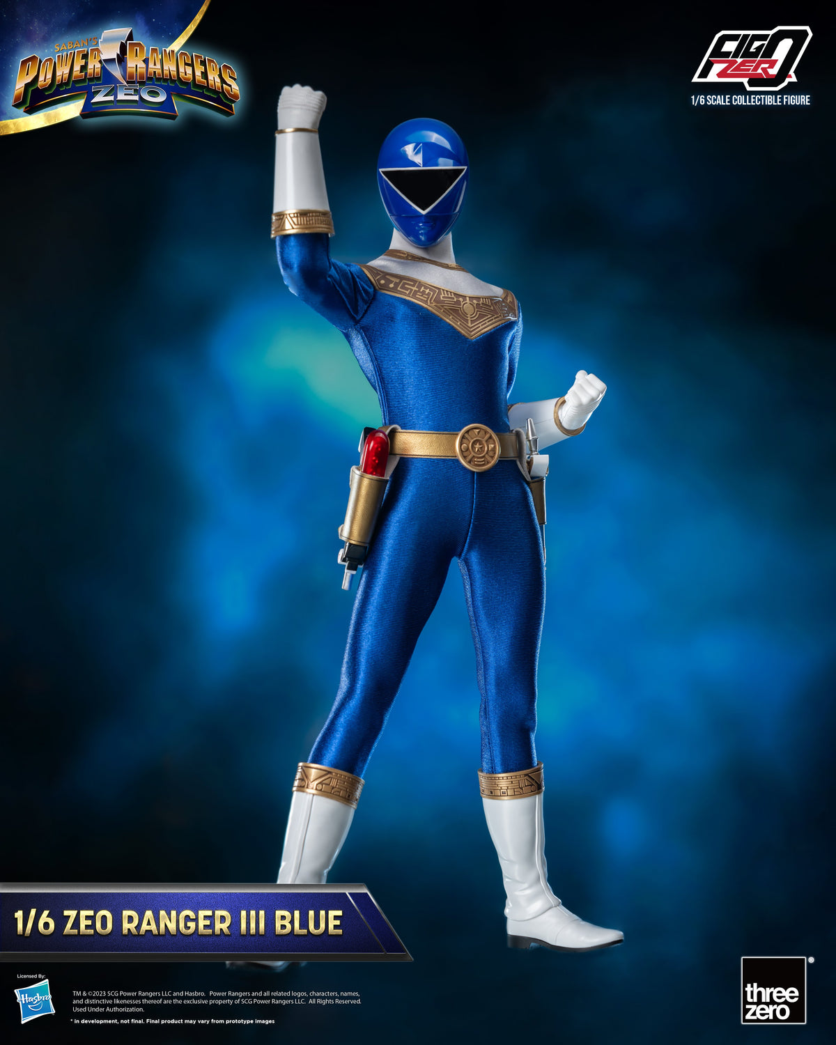 threezero Power Rangers Zeo FigZero Zeo Ranger III Blue 1/6 Scale Figure (Reissue), 12.08-Inch - View 4