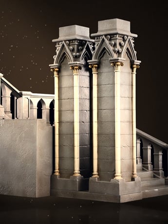 MMMToys Gothic Cathedral Staircase 1/12 Scale Resin Diorama