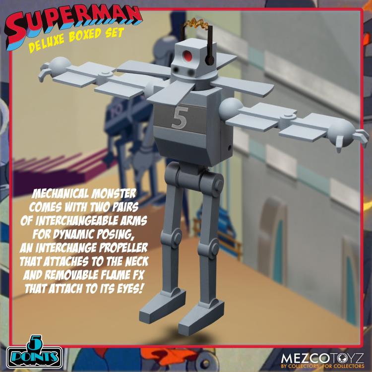 Mezco Toyz Superman: The Mechanical Monsters (1941) 5 Points Deluxe Boxed Set, 3.75-Inch - View 7