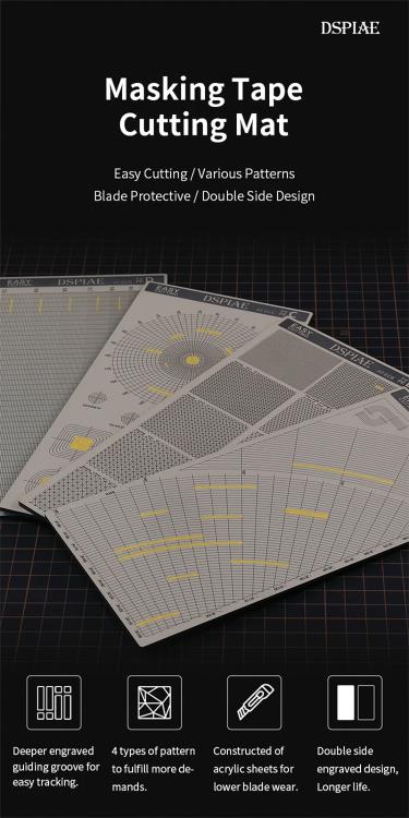 DSPIAE AT-ECA Masking Tape Cutting Mat with Arc Patterns for Model Painting - View 4
