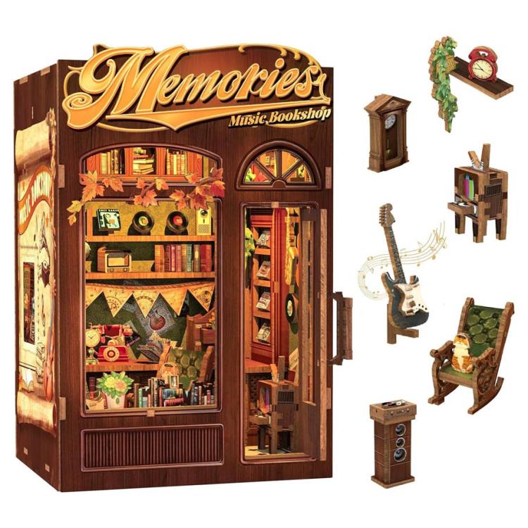 Robotime Memories Music Bookshop Book Nook Miniature Scene Model Kit - View 3