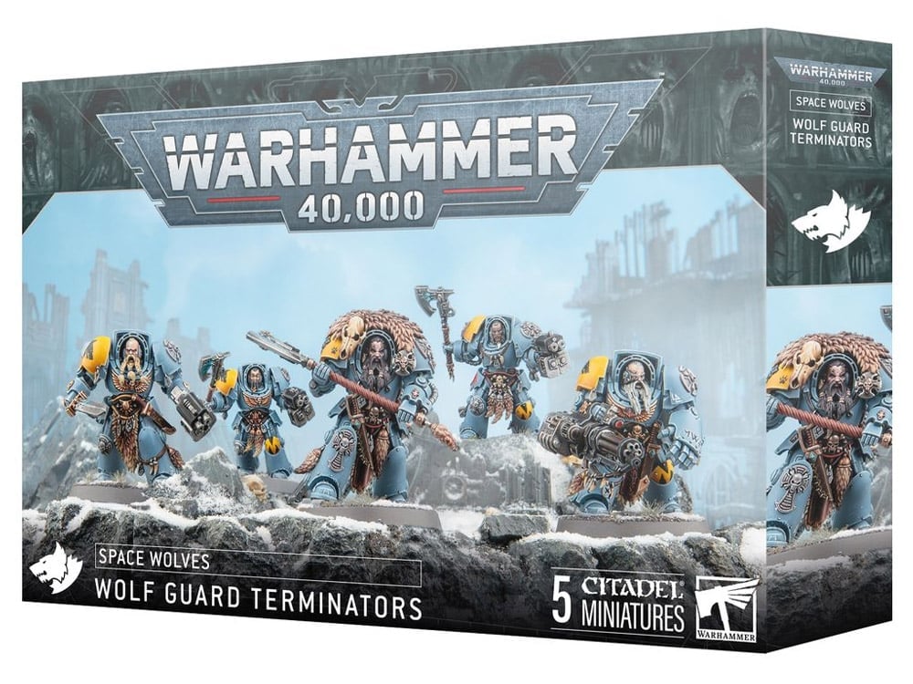 Games Workshop Warhammer 40,000 Space Wolves Wolf Guard Terminators Citadel Plastic Miniatures Set - View 2