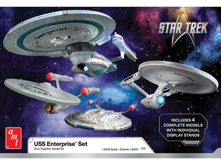 AMT Star Trek U.S.S. Enterprise Four Ship Set 1/2500 Scale Plastic Model Kit - View 2
