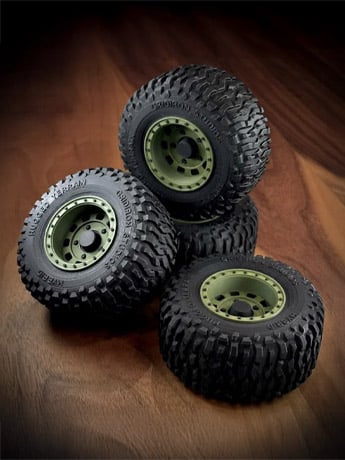Gridiron Studios 4x4 Offroad Wheels and Tires (Green) 1/12 Scale Plastic Upgrade Set