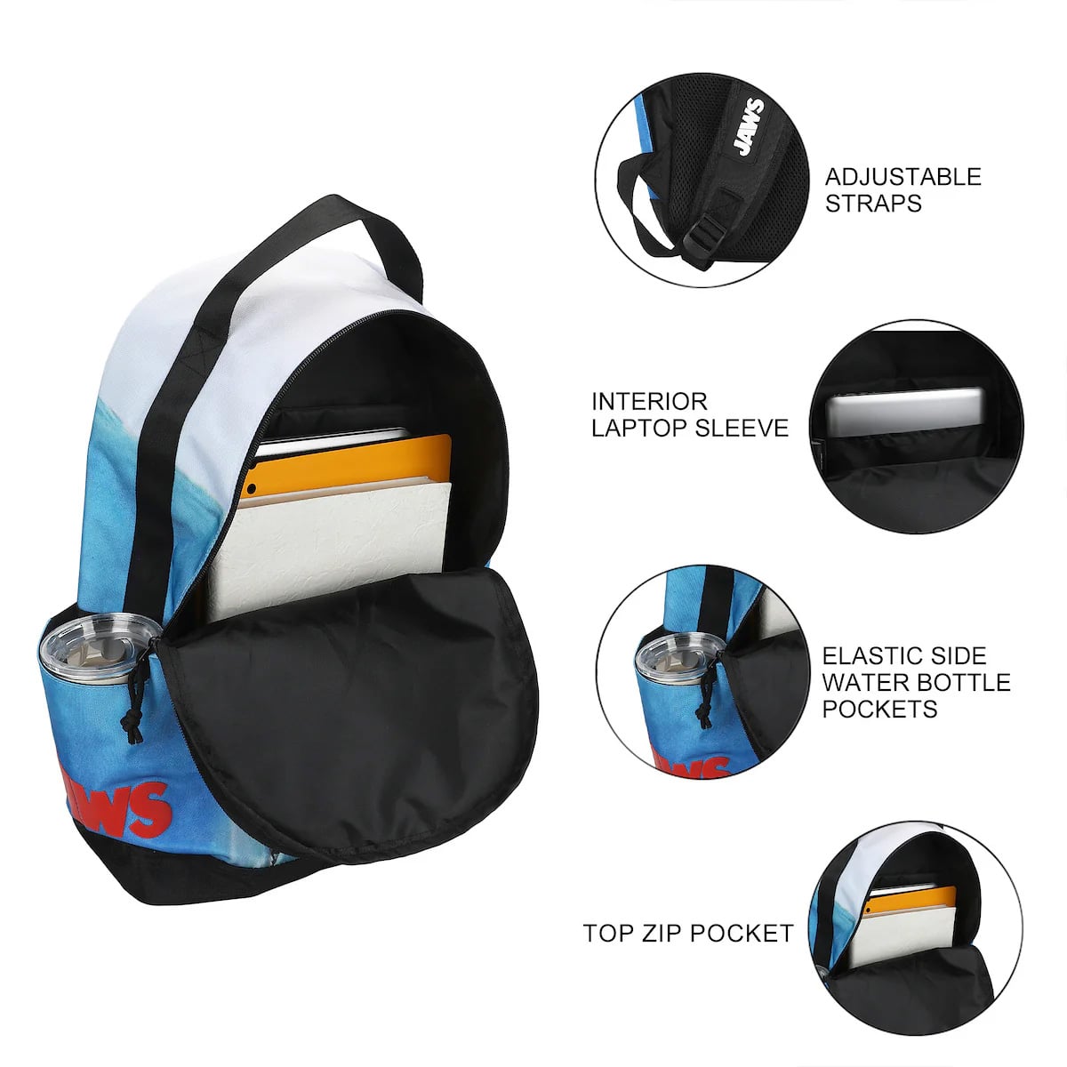Bioworld Merchandising Jaws Poster Backpack 18.5-Inch - View 7