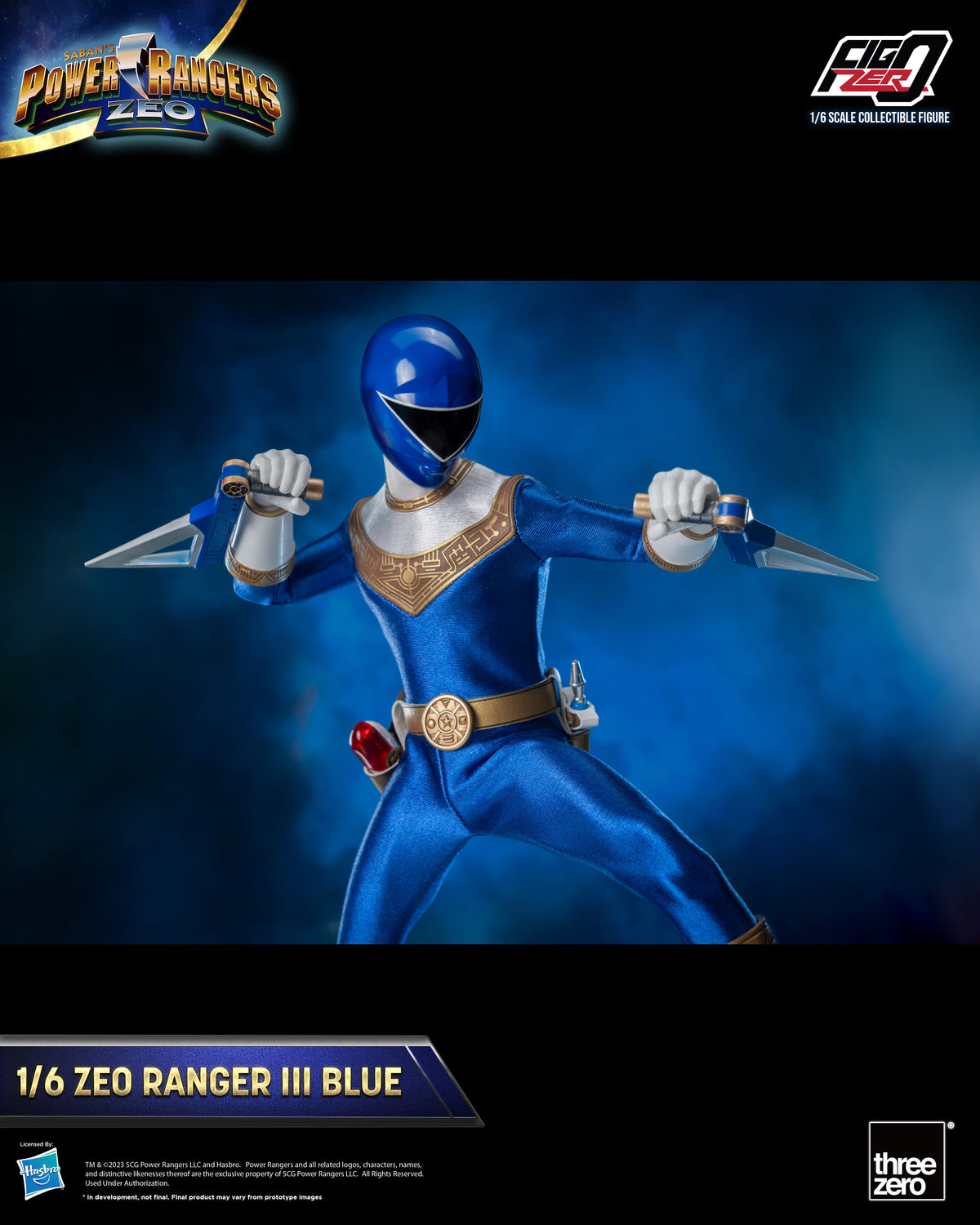 threezero Power Rangers Zeo FigZero Zeo Ranger III Blue 1/6 Scale Figure (Reissue), 12.08-Inch - View 7