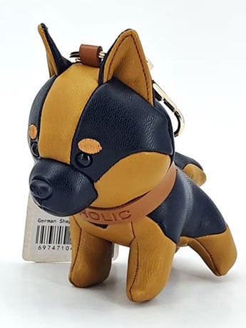 Locker Toys Leasholic German Shepherd Leather Plush Charm, 5.5-Inch