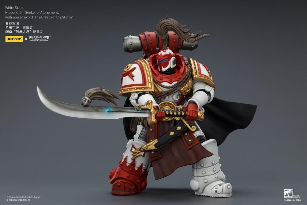 JoyToy Warhammer The Horus Heresy White Scars Hibou Khan Seeker of Atonement with The Breath of the Storm Powersword 1/18 Scale Action Figure - View 8