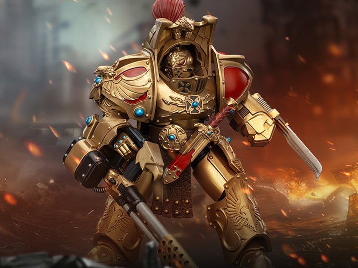 JoyToy Warhammer The Horus Heresy Legio Custodes Aquilon Terminator Squad Aquilon with Infernus Firepike 1/18 Scale Action Figure - View 2