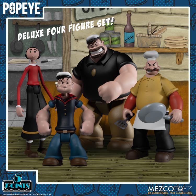 Mezco Toyz Popeye Classic Comic Strip 5 Points Deluxe Boxed Set with Bluto and Olive Oyl - View 4