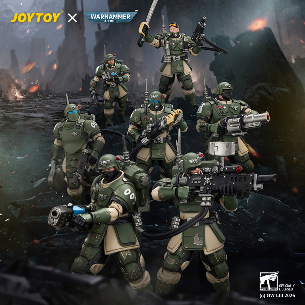 JoyToy Warhammer 40,000 Astra Militarum Kasrkin 7 with Hot-shot Laspistol and Power Sword 1/18 Scale Action Figure - View 13