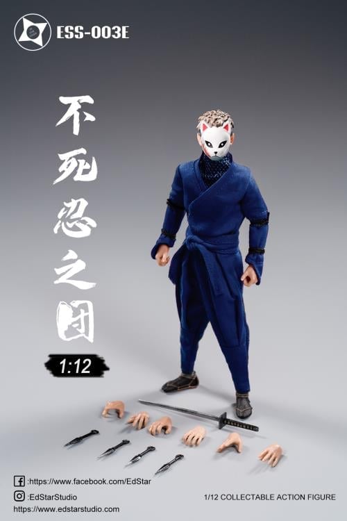 EdStar Studio Undead Ninja Army White Fox Mask 1/12 Scale Figure (Dark Blue Ver.) - View 4