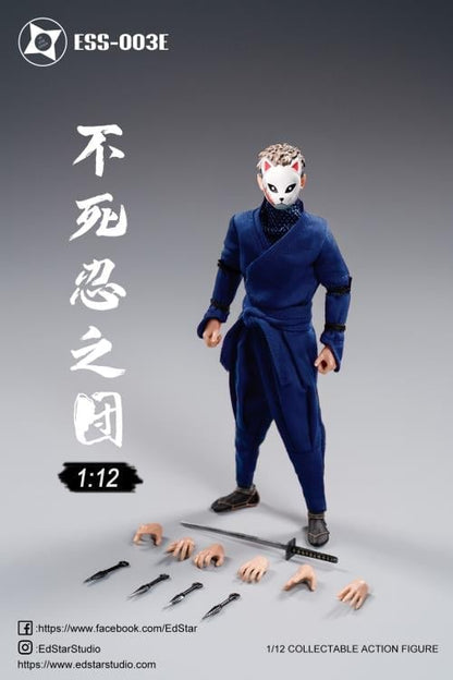 EdStar Studio Undead Ninja Army White Fox Mask 1/12 Scale Figure (Dark Blue Ver.) - View 4