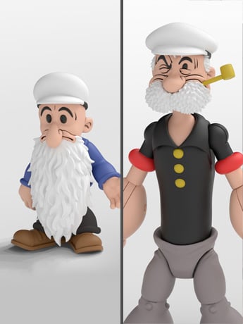 Boss Fight Studio Popeye Classics Poopdeck Pappy and Pooky Jones 1/12 Scale Action Figure Set