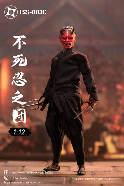 EdStar Studio Undead Ninja Army Oni Mask 1/12 Scale Figure (Black Ver.) - View 4