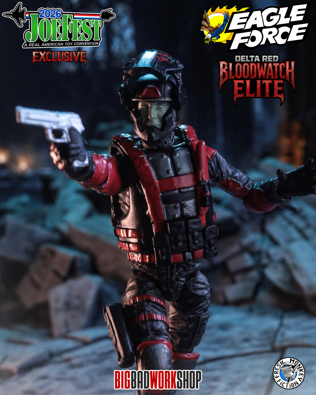 BigBadWorkShop Fresh Monkey Fiction Operation: Monster Force Delta Red Bloodwatch Elite 1/18 Scale JoeFest 2026 Exclusive Action Figure - View 8