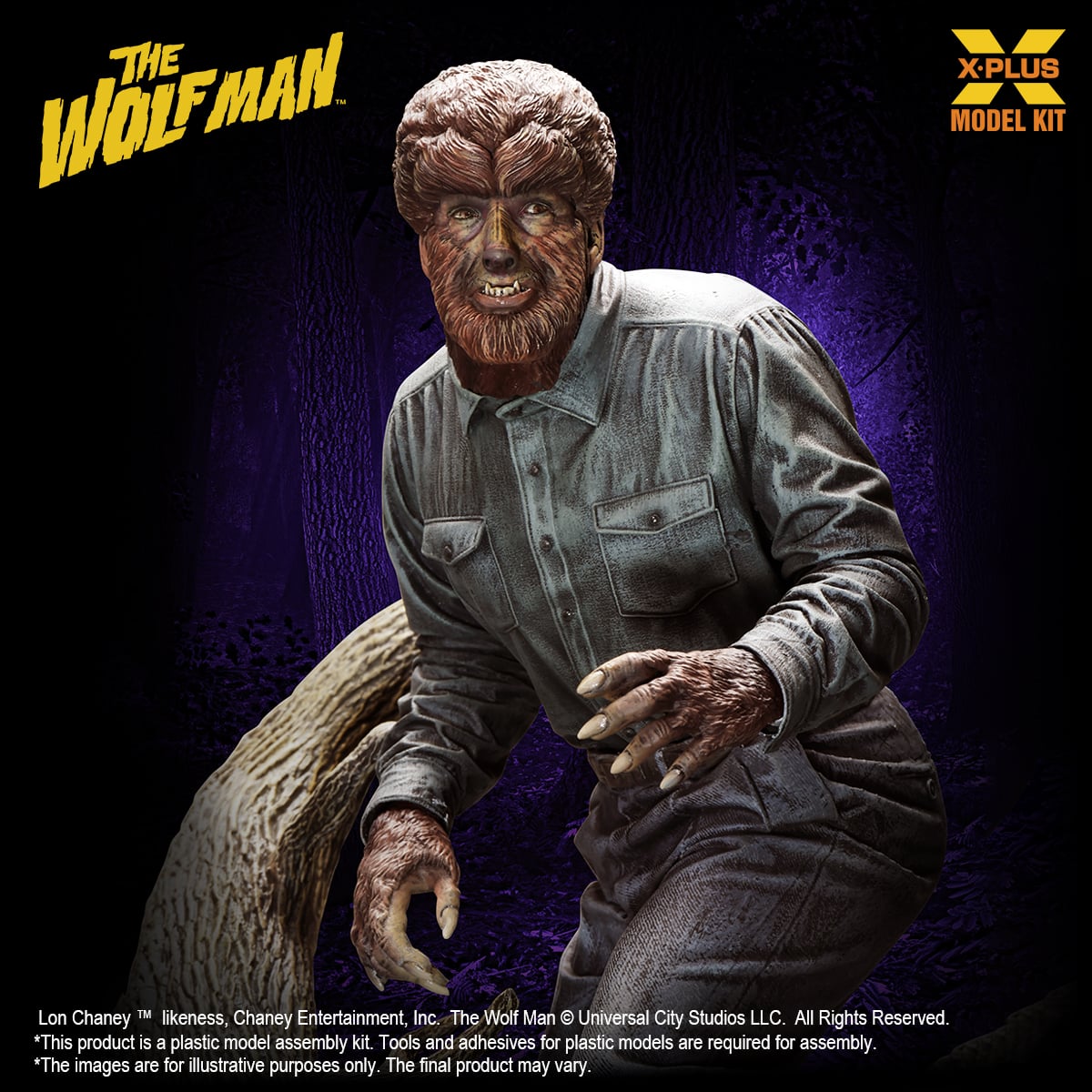 X-Plus Universal Monsters Lon Chaney Jr. as The Wolf Man 1/8 Scale Model Kit (Reissue, 9-Inch) - View 12