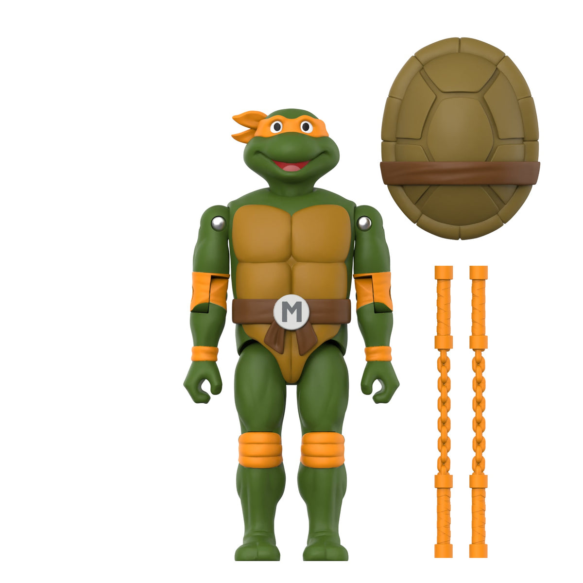 Super7 Teenage Mutant Ninja Turtles ReAction+ Michelangelo Plastic Action Figure - View 3