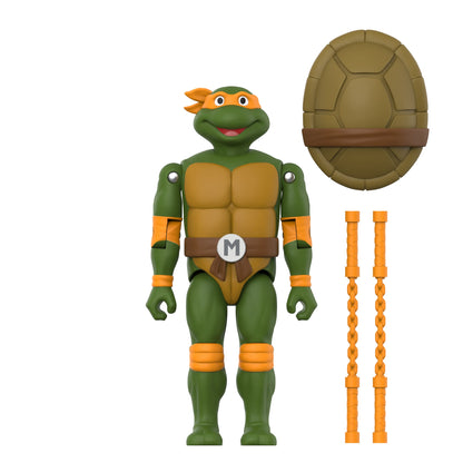 Super7 Teenage Mutant Ninja Turtles ReAction+ Michelangelo Plastic Action Figure - View 3