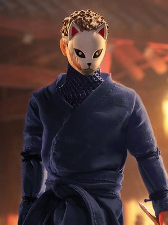 EdStar Studio Undead Ninja Army White Fox Mask 1/12 Scale Figure (Dark Blue Ver.)