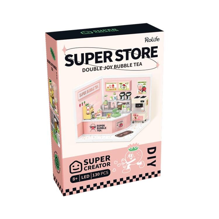 Rolife Super Creator DIY Super Store Double Joy Bubble Tea Model Kit, 6-Inch - View 9