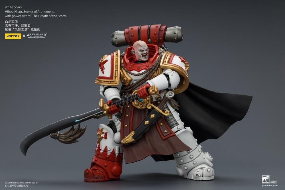 JoyToy Warhammer The Horus Heresy White Scars Hibou Khan Seeker of Atonement with The Breath of the Storm Powersword 1/18 Scale Action Figure - View 11
