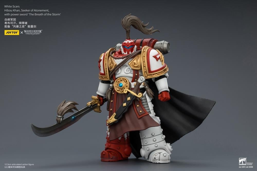 JoyToy Warhammer The Horus Heresy White Scars Hibou Khan Seeker of Atonement with The Breath of the Storm Powersword 1/18 Scale Action Figure - View 6