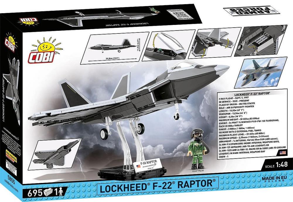 Cobi Armed Forces Lockheed F-22 Raptor 1/48 Scale Building Block Set - View 11