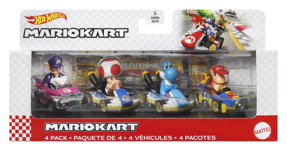 Mattel Hot Wheels Mario Kart Die-Cast Four-Pack Mix 4, 1/64 Scale - View 3