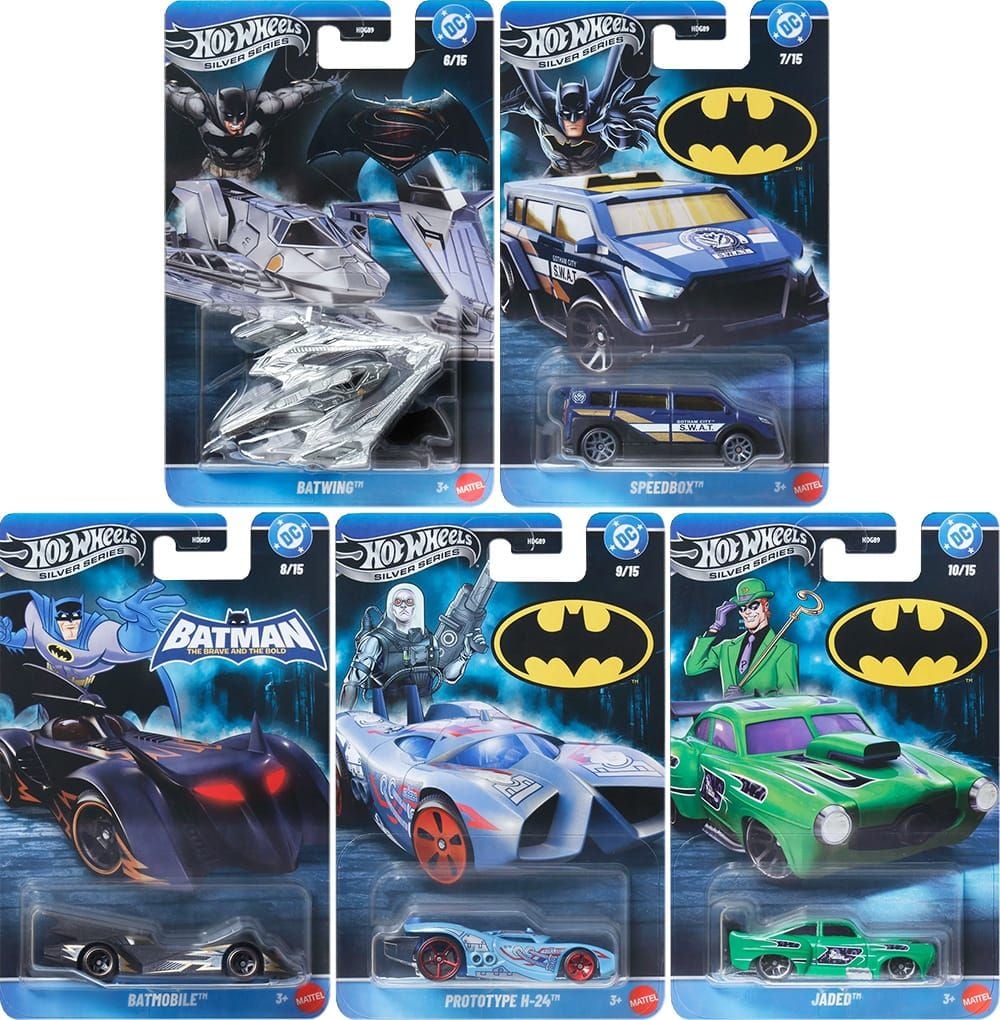 Mattel Hot Wheels DC Comics Silver Series 2026 Mix 2 Set of 5 1/64 Scale Die-Cast Models - View 3